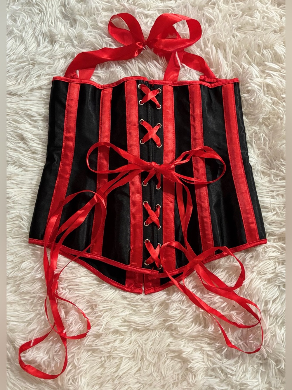 Halloween Cosplay Pirate Emo Y2K Goth Vampire Lace Up Corset Bustier Red Black M